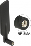 Delock LTE WLAN Dual Band Antenna RP-SMA 1 ~ 4 dBi omnidirectional rotatable with flexible joint black