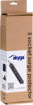 Akyga surge protection power strip 5 sockets 1.8 m czarna (AK-SP-05U)