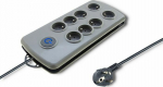 Qoltec Swift surge protection power strip 8 sockets 2.5 m szara (50162)