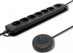 Qoltec Surge protector with foot switch | 7 sockets | 1.5m | Czarna