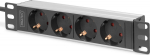 Digitus Power strip for cabinets 10" RACK 4xSchuko, 2m 1xUnischuko, 16A, Aluminum