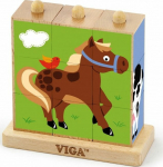 Viga Wooden Logic Puzzle Educational Puzzle Toys Farm 9 element&oacute;w