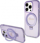 Guess GUHMP15LHRSGSU Hardcase Ring Stand Script Glitter MagSafe for iPhone 15 Pro 6.1"