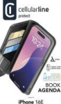 Cellularline Book Agenda 2 Case f&uuml;r - Apple iPhone 16E - Black (BOOKAG2IPHSE4K)