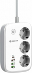 Tellur Smart WiFi Power Strip 3 Outlets, PD30W, QC18W, 2xUSB 2.4A 2500W 10A 2m