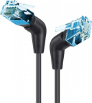 Techly Patchcord Cat6a UTP 3m 100% CU swivel angle slim black