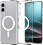 Kaitse&uuml;mbris Ultra Hybrid (MagFit), Samsung Galaxy S25 Edge, l&auml;bipaistev valge Qi2/MagSafe ringiga, Spigen
