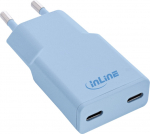 Loader Manhattan InLine&reg; USB-C ładowarka, 30W, GaN, Dual USB-C, PD/PPS, candy/niebieski