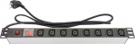 Alcasa Good Connections Steckdosenleiste 19" - 1HE - Safety plug an 8x C13 IEC socket (10A) - with switch - &Uuml;SS - aluminum profile