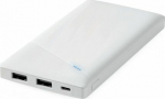 EOL Akupank Deltaco 10000mAh, 2xUSB-A, LED, valge