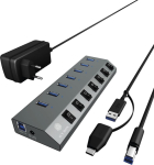 RaidSonic ICYBOX IB-HUB1701-C3 7-port hub with USB 3.0 Type-C and Type-A interface and BC 1.2 support