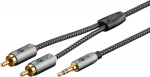 Wentronic 3.5 mm stereo plug > 2 x RCA plugs 2.0m, textile sheath