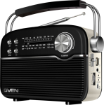 Speaker SVEN SRP-500, black (3W, Bluetooth,FM/AM/SW, USB, microSD, AUXt, battery)