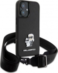 Karl Lagerfeld Saffiano Crossbody Strap Metal Karl and Choupette Case for Apple iPhone 16