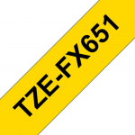 Brother TZE-FX651 LAMINATED TAPE 24 MM, BLACK ON YELLOW / FLEXI-TAPES