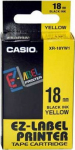 Casio Tape XR-18YW1, black printing/yellow background, unlaminated, 8m, 18mm