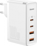 Baseus GaN2 Pro- Fast charger 2xUSB + 2xUSB-C 100W (Hvid)