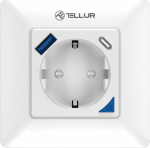 Tellur Smart WiFi Wall Plug 3600W 16A, PD20W, USB 18W, energy reading, white