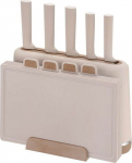Maestro MR-1412-BEIGE Knife set with block + Cutting board set Beige