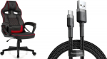 Armchair SENSE7 Knight black and red + kabel usb