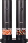 ELDOM ZMP5 BATTERY-POWERED PEPPER AND SALT GRINDER SET WITH STAND, BLACK