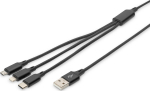 DIGITUS LAK 3in1 USBA+Lightning+MicroUSB->USBC 1m schwarz