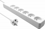 MicroConnect Danish Power Strip 6-way, White 3m cable