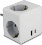 Delock Socket splitter - with Parental Controls - Wechselstrom 250 V - 3680 Watt - Eingabe, Eingang power CEE 7/7 - output terminals: 3 (power CEE 7/3, USB, 24 pin USB-C)