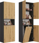 Topeshop NEL 1K DK ANT/ART KP bathroom storage cabinet Graphite, Oak