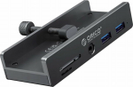 HUB USB Orico HUB clamp mounted input: USB-C / output: 2x USB-A 3.0, + SD&TF + 3.5mm Audio - srebrny