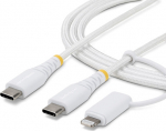 StarTech.com StarTech - USB-kabel - USB-C (hane) till USB-C (hane) - USB 2.0 - 3 A - 2 m - passiv, USB Power Delivery (60W), robust, up to 480 Mbps, braided, 2-i-1 - vit