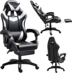 Lean office chair, LEAN gaming chair, swivel office chair Z Footstool Cushions Black and White