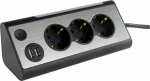 REV LIGHT SOCKET 3-fold Multiple Socket Outlet +2x USB