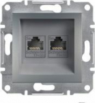 Schneider Electric Asphora computer socket 2 x RJ45 kat. 5e UTP steel without frame (EPH4400162)