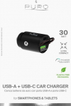 Autolaadija Puro Mini USB-C/USB 30W, Must