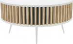 TOP E SHOP Table RONDA 90 white, slatted oak