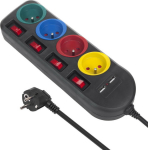 Maclean Power strip with switches 4 jack + 2xUSB extension cord MCE229B Czarna