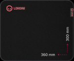 Lorgar Main 323, Gaming mouse pad, Precise control surface, Red anti-slip rubber base, size: 360mm x 300mm x 3mm, weight 0.21kg