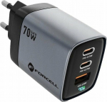 FORCELL F-ENERGY GaN III VT-37 mains charger with display LCD 2 x Typ C + USB A PD QC4.0 SAM SFC2.0 3.45A 70W szara