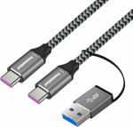 Kabel USB PremiumCord USB-A + USB-C - USB-C 2 m Black and gray (ku31cq2)