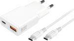 4smarts PDPlug wall charger 20W GaN + USB-C + USB-A + kabel USB-C 1.5m White
