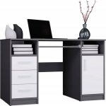 InMondo DELTA DESK ANTHRACITE / BIAŁY 120 Cm 3 Drawers Cabinet Shelves For Office Room Na Laptop