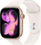 Apple Watch Series 11 (GPS) 42 mm Rose gold aluminum case and sports bracelet with red fading, S/M