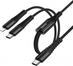 Kabel USB Hoco Kabel 2w1 USB C do USB C+Lightning 1 m X123 czarny