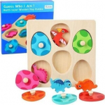 LeanToys Wooden Dinosaurs Puzzle W Eggs Educational Memory Game