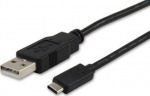 Equip Kabel USB-A2.0->C 3A St/St 1.00m schwarz Polybeutel