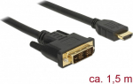 Delock Cable DVI 18+1 male <gt/>, HDMI-A male 1.5 m - black