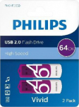 Philips USB 2.0 2-Pack 64GB Vivid Edition Magic Purple