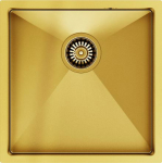 Sink Quadron PAUL SteelQ PVD golden with a siphon 1-chamber b/o recessed version + template + hooks