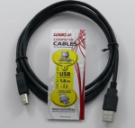 Kabel USB Logo USB-A - USB-B 1.8 m Czarny (30260)